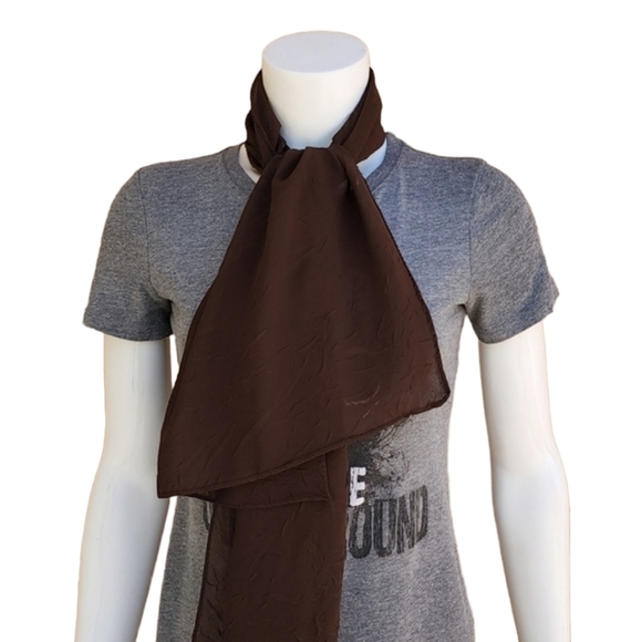 Brown Crinkled Textured Rectangle Chiffon Scarf Wrap Hijab from Egypt - Picture 7 of 10